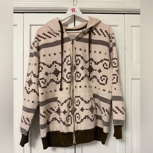 The Big Lebowski Ripple Junction Beige Zip-Up Sweater Costume Hoodie